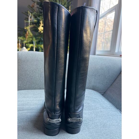 Frye Lindsay Vintage Plate Leather Knee-High Riding Boot Black Sz 7.5 - Picture 6 of 13